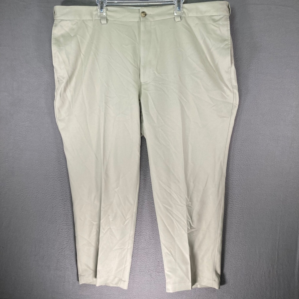 Oak Hill Mens Chino Pants Beige Straight Leg Flat‎ Front Size 48x29